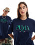 Фото #1 товара Puma Terrace central logo t-shirt in navy and green