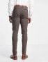 Noak skinny suit trousers in brown puppytooth check virgin wool blend with two way stretch