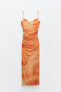 Фото #6 товара Платье из полупрозрачной ткани с драпировкой и принтом ZARA