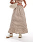 Фото #10 товара ONLY gingham maxi skirt in brown