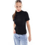 ONLY short sleeve high neck top in black Черный, L - EU 40 - фото #1