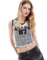 Reclaimed Vintage notch neck football tank vest in white lace