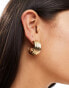 SVNX chunky hoop earrings in gold with inprinted texture