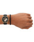 ფოტო #4 პროდუქტის Men's Multifunction Black Leather Strap Watch, 42mm and Black Onyx Beaded Bracelet Set