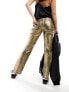 Фото #3 товара River Island coated straight jeans in gold