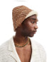 ASOS DESIGN reversable bucket hat in neutral straw mix