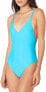 Volcom 260061 Women's Simply Solid One Piece Swimsuit Blue Size Large