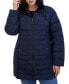 Plus Size Faux-Fur-Trim Hooded Packable Puffer Coat Синий, 1X - фото #4