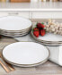 Фото #2 товара Flat, Raised Rim, Gold-Tone Trim Alejandro 6 Piece Stoneware Salad Plate Set, Service for 6