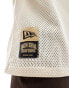 New Era front number graphic t-shirt in beige