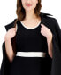 Фото #3 товара Women's Contrast-Trim Sweater Dress