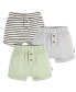 Baby Baby Baby Knit Short, 3-Pack Green, light grey heather, stripe, 0-3 месяцев - фото #1