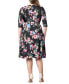 ფოტო #3 პროდუქტის Plus Size Essential Wrap Dress with 3/4 Sleeves