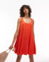 Фото #1 товара Topshop topstitch mini chuck on dress in orange