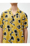 Vintage Gömlek Kısa Kollu Çiçek Baskılı Apaş Yaka Düğmeli