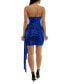 ფოტო #2 პროდუქტის Juniors' Strapless Foil-Print Drape-Front Dress