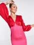 Фото #7 товара Never Fully Dressed colour block mini dress in red and pink