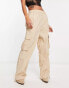 Only wide leg cargo pants in beige