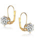 White Cubic Zirconia Solitaire Classic Leverback Earrings