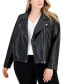 ფოტო #1 პროდუქტის Plus Size Faux-Leather Moto Jacket, Created for Macy's
