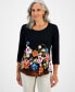 ფოტო #1 პროდუქტის Petite Regal Romance 3/4-Sleeve Top, Created for Macy's