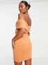 Фото #2 товара ASOS DESIGN Petite off shoulder seamed twist hem mini dress in apricot