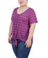 Фото #3 товара Plus Size Short Sleeve Tie Front Top