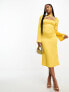 Фото #11 товара Public Desire satin midi dress with cross neck in mustard