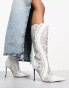 Фото #2 товара Daisy Street wavy studded knee boots in white