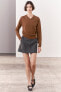Zw collection wool blend skirt with frayed waistband