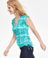 Women's Side-Tie V-Neck Top, Created for Macy's Ibiza Dye Blue, XS - фото #3