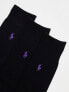 Фото #4 товара Polo Ralph Lauren 3 pack egytpian cotton socks in black with pony logo