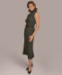 ფოტო #4 პროდუქტის Donna Karan Women's Belted Mock-Neck Midi Dress