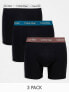 Фото #1 товара Calvin Klein cotton stretch boxer briefs 3 pack in black with coloured waistband