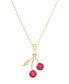 Lab-Grown Ruby (5/8 ct. t.w.) Leaf Pendant On 18" Rope Chain in 10k Yellow Gold