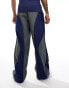 Фото #4 товара ASOS DESIGN baggy nylon track pants in grey with blue panels