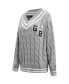 ფოტო #3 პროდუქტის Women's Heather Gray Green Bay Packers Prep V-Neck Pullover Sweater