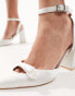 Be Mine Wide Fit Bridal Geneva bow block heeled shoes in ivory