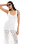 Фото #2 товара Bershka lace midaxi dress in white