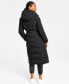 Womens Maxi Belted Hooded Puffer Coat