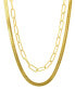 Фото #1 товара ADORNIA tarnish Resistant 14K Gold-Plated Set of Herringbone and Paper Clip Necklaces