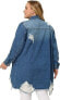 Фото #3 товара Agnes Orinda Jean Jacket for Women Plus Size Distressed Oversized Denim Size 3X