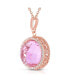 ფოტო #2 პროდუქტის Sterling Silver 18K Rose Plated Cubic Zirconia Round Pink Pendant