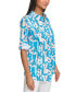 ფოტო #3 პროდუქტის Women's Whimsical-Print Roll-Sleeve Top