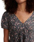 Фото #4 товара Women's Floral-Print Wide-Smocked Short-Sleeve Top