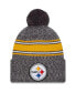 Men's Gray Pittsburgh Steelers 2023 Sideline Sport Cuffed Pom Knit Hat