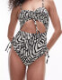 Topshop cut out swimsuit in mono animal print