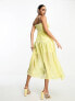 Collective the Label tiered smock midaxi dress in lemon