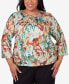 Plus Size Classic Earth Floral Crew Neck Top Разноцветный, 2X - фото #1