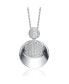 Sterling Silver Overlay Cubic Zirconia Pave Double Circle Necklace